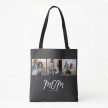 Mom Established Schrift Schwarz 3 Foto Tote Bag