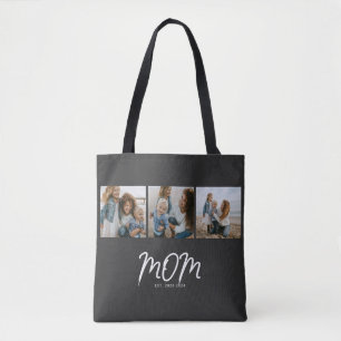 Mom Established Schrift Schwarz 3 Foto Tote Bag