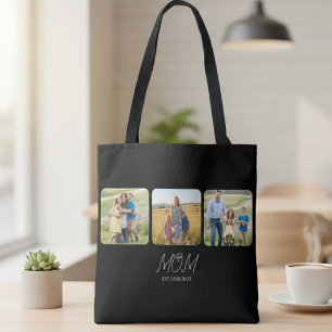 Mom Established Schrift Schwarz  3 Foto Tote Bag