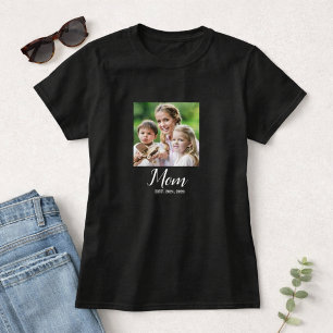Mom Established Schriftzug Foto T-Shirt