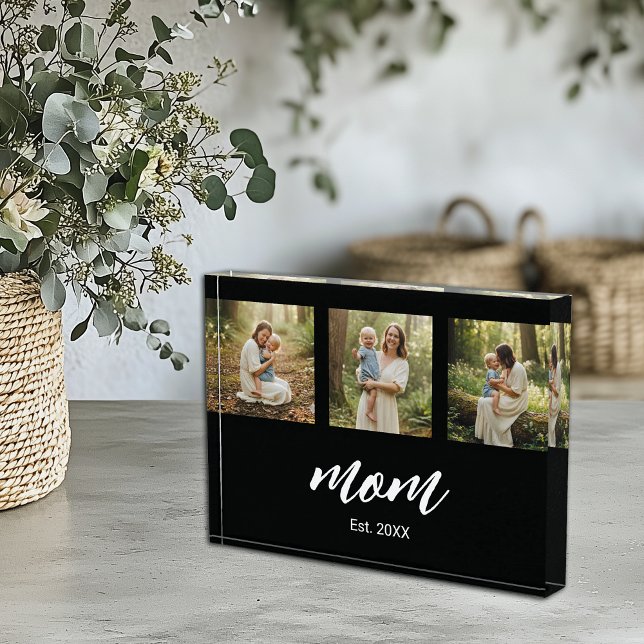 Mom Established Script 3 Photo Acrylic Block (Von Creator hochgeladen)