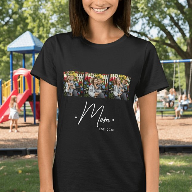Mom Established Script 3 Photo Black T-Shirt (Von Creator hochgeladen)