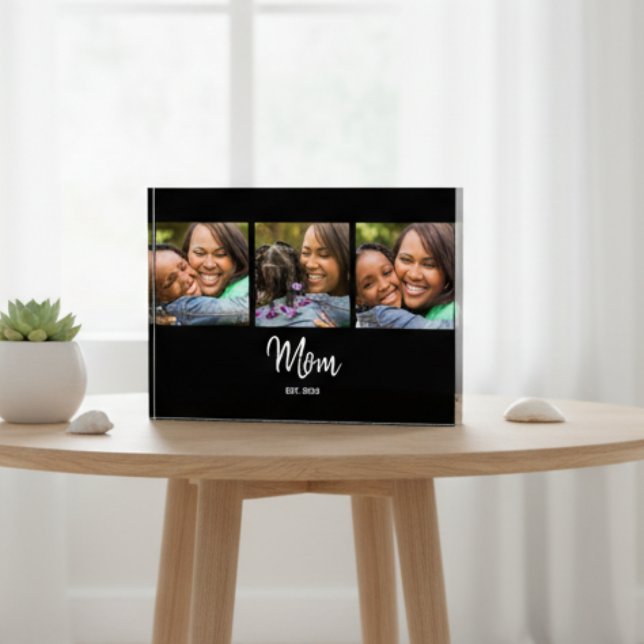 Mom Established Script Black 3 Photo Acrylic Award Fotoblock (Von Creator hochgeladen)