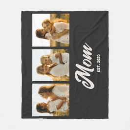 Mom Established Script Black 3 Photo Fleecedecke