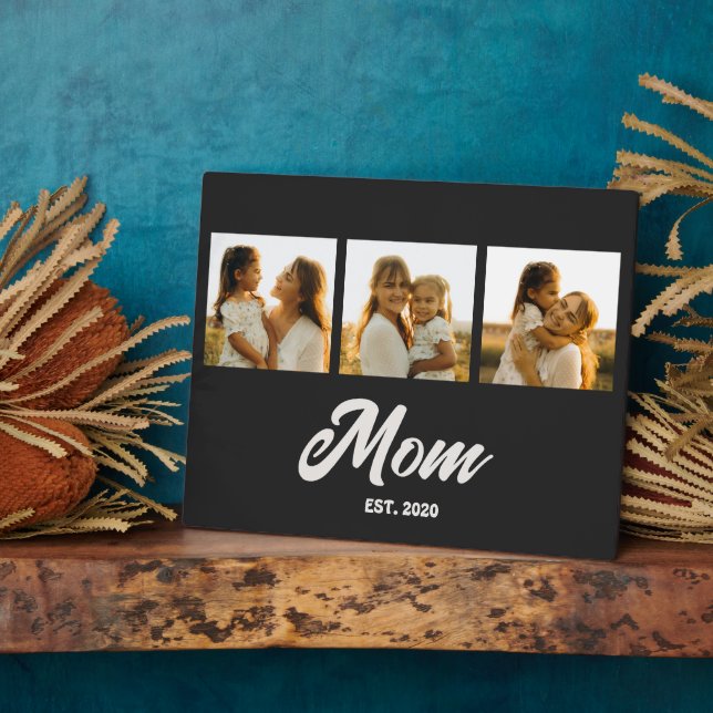 Mom Established Script Black 3 Photo Fotoplatte (Seite)