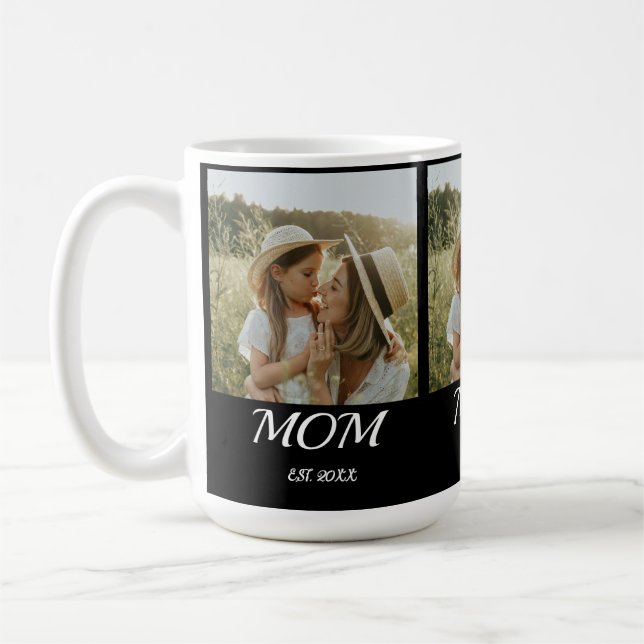 Mom Established Script Black 3 Photo Kaffeetasse (Links)
