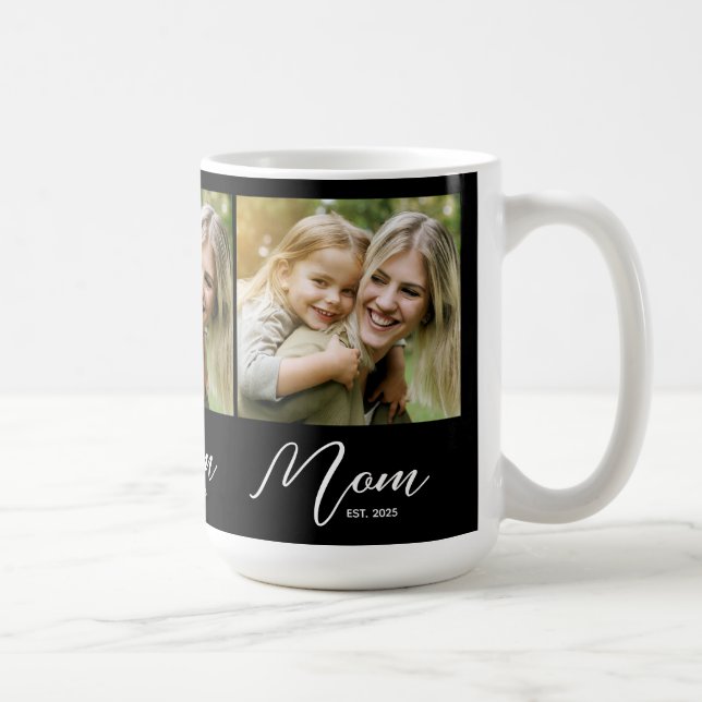 Mom Established Script Black 3 Photo Kaffeetasse (Rechts)