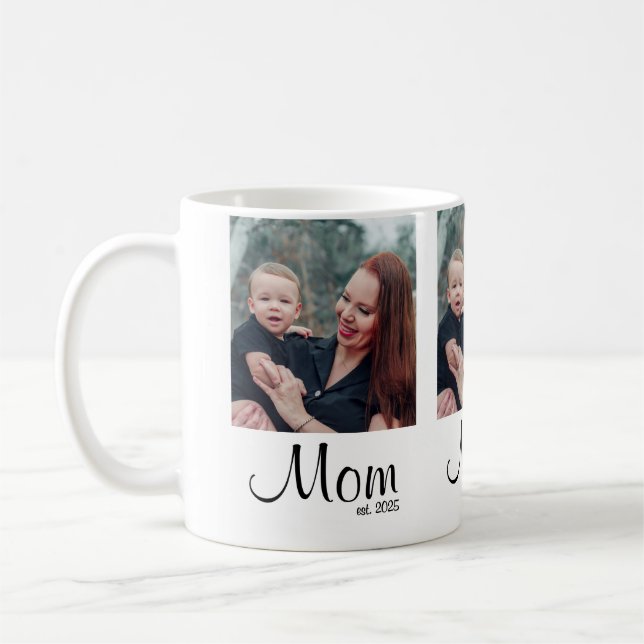 Mom Established Script Black 3 Photo Kaffeetasse (Links)