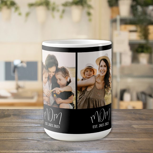 Mom Established Script Black 3 Photo Kaffeetasse (Von Creator hochgeladen)
