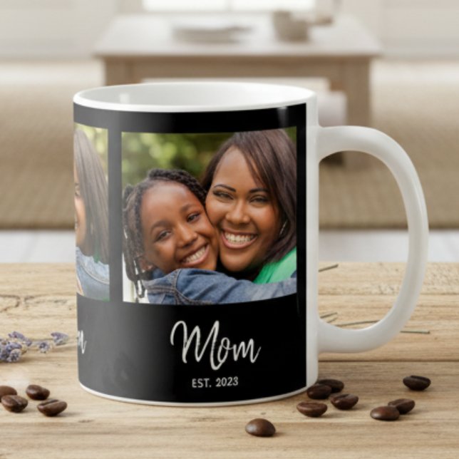 Mom Established Script Black 3 Photo Kaffeetasse (Von Creator hochgeladen)