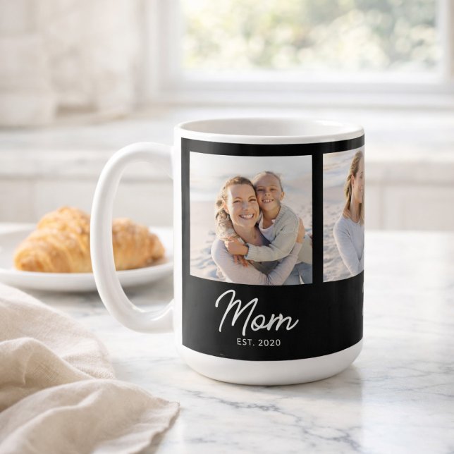 Mom Established Script Black 3 Photo Kaffeetasse (Von Creator hochgeladen)