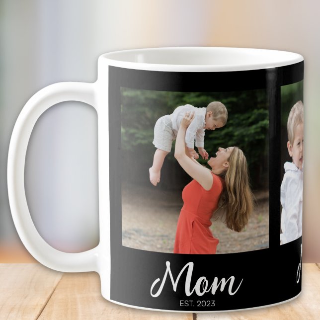 Mom Established Script Black 3 Photo Kaffeetasse (Von Creator hochgeladen)