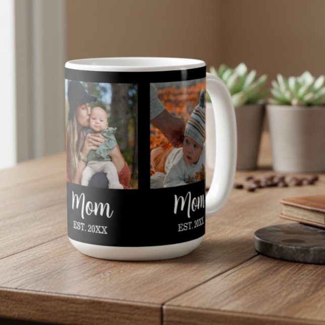 Mom Established Script Black 3 Photo  Kaffeetasse (Von Creator hochgeladen)
