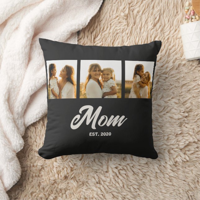 Mom Established Script Black 3 Photo Kissen (Decke)
