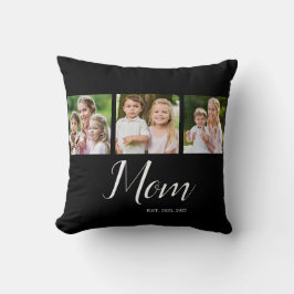 Mom Established Script Black 3 Photo  Kissen