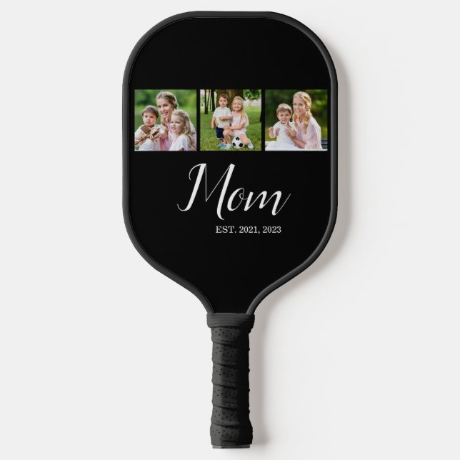 Mom Established Script Black 3 Photo  Pickleball Schläger (Vorderseite)