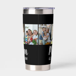 Mom Established Script Black 3 Photo Thermobecher