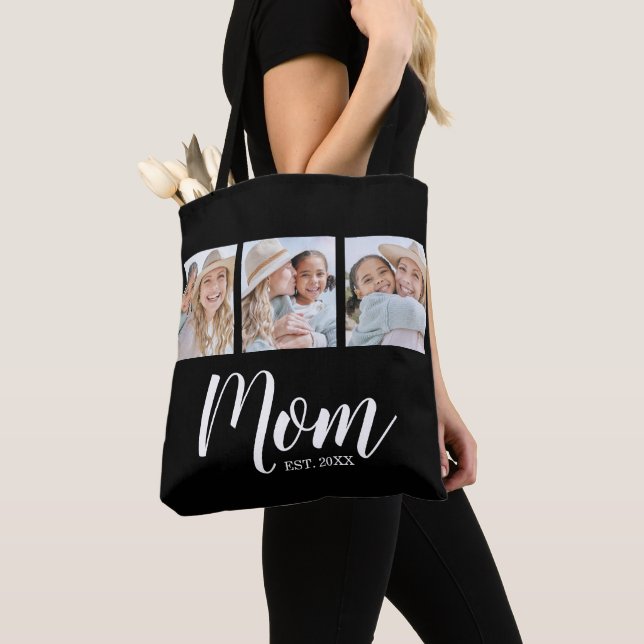 Mom Established Script Black 3 Photo Tote Bag (Von Nahem)