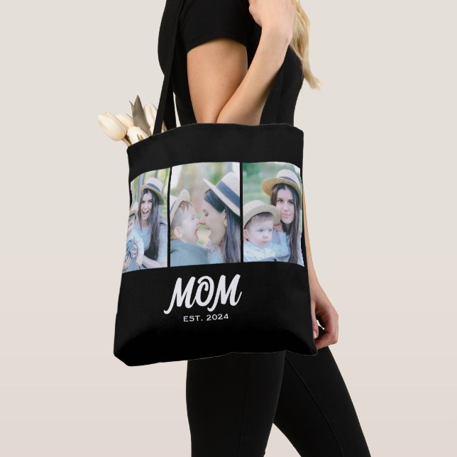 Mom Established Script Black 3 Photo Tote Bag (Von Nahem)