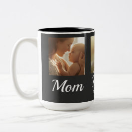Mom Established Script Black 3 Photo  Zweifarbige Tasse