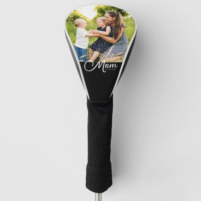 Mom Established Script Black Photo  Golf Headcover (Vorderseite)