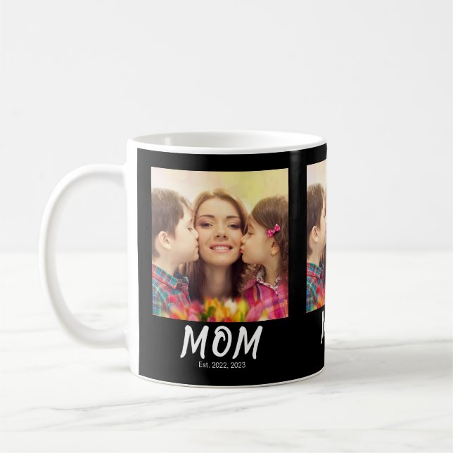 Mom Established Script Black Photo Kaffeetasse (Links)
