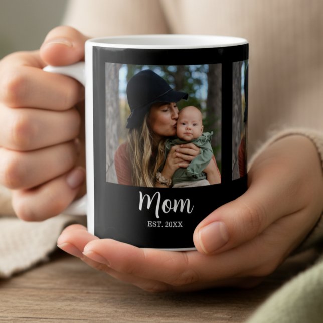 Mom Established Script Black Photo  Kaffeetasse (Von Creator hochgeladen)