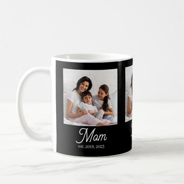 Mom Established Script Black Photo Kaffeetasse (Links)