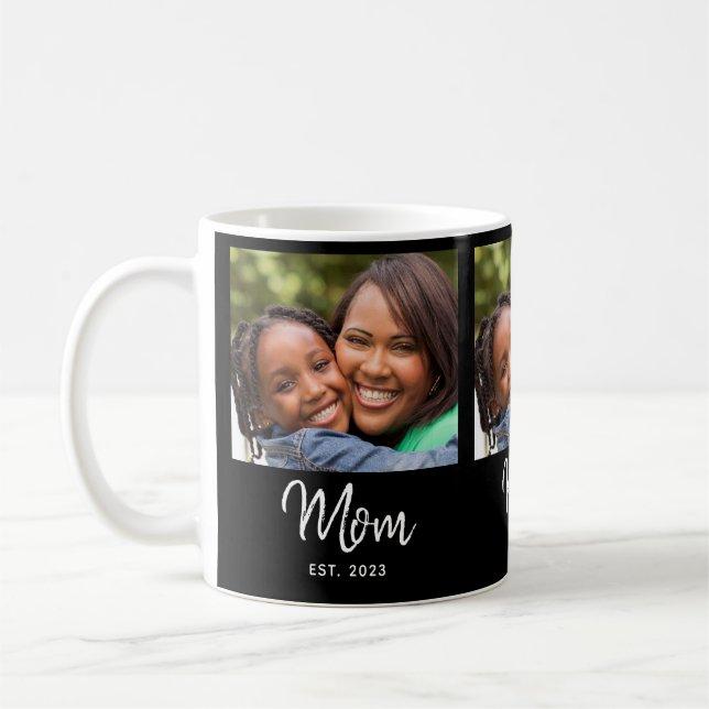 Mom Established Script Black Photo Kaffeetasse (Links)
