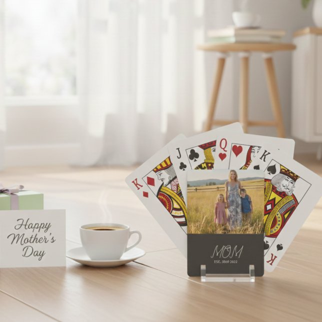 Mom Established Script Black Photo Poker Cards Spielkarten (Von Creator hochgeladen)