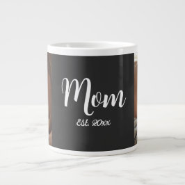 Mom Established Script Black Photo Specialty Mug Jumbo-Tasse