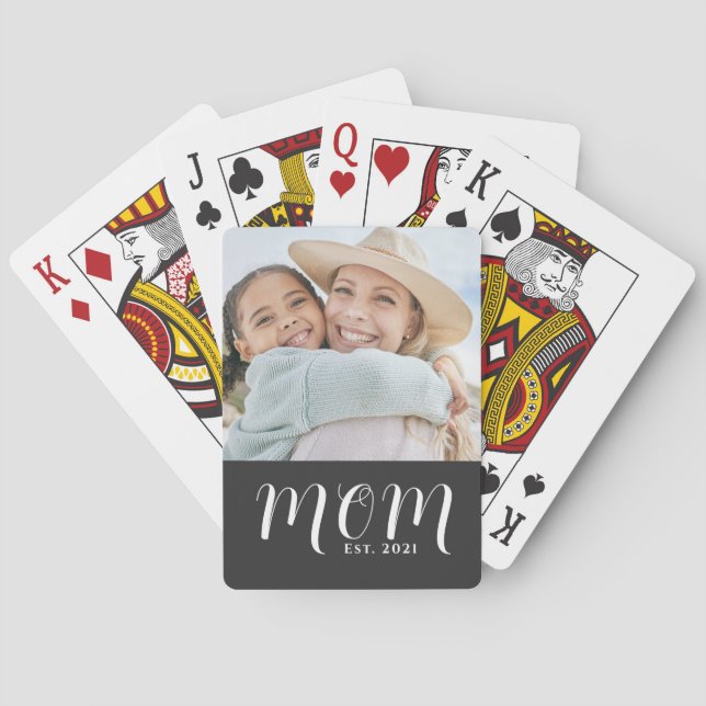 Mom Established Script Black Photo Spielkarten (Rückseite)