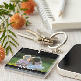 Mom Established Script Photo Schlüsselanhänger