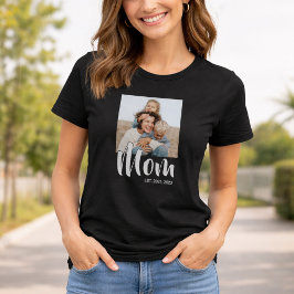 Mom Established Script Photo T-Shirt