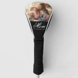 Mom Established White Elegant Script Photo Golf Headcover