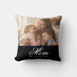 Mom Established White Elegant Script Photo Kissen