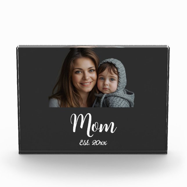 Mom Established Year Black Modern Script  Fotoblock (Vorderseite)