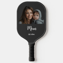 Mom Established Year Black Modern Script  Pickleball Schläger