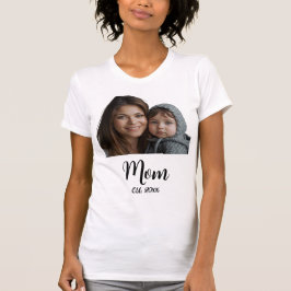 Mom Established Year Black Modern Script T-Shirt