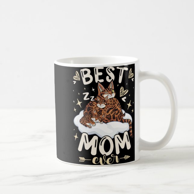 Mom Ever, Bengal Cat 2 Kittens, Mother's Day, Moth Kaffeetasse (Rechts)
