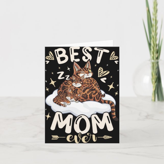 Mom Ever, Bengal Cat 2 Kittens, Mother's Day, Moth Karte (Vorderseite)