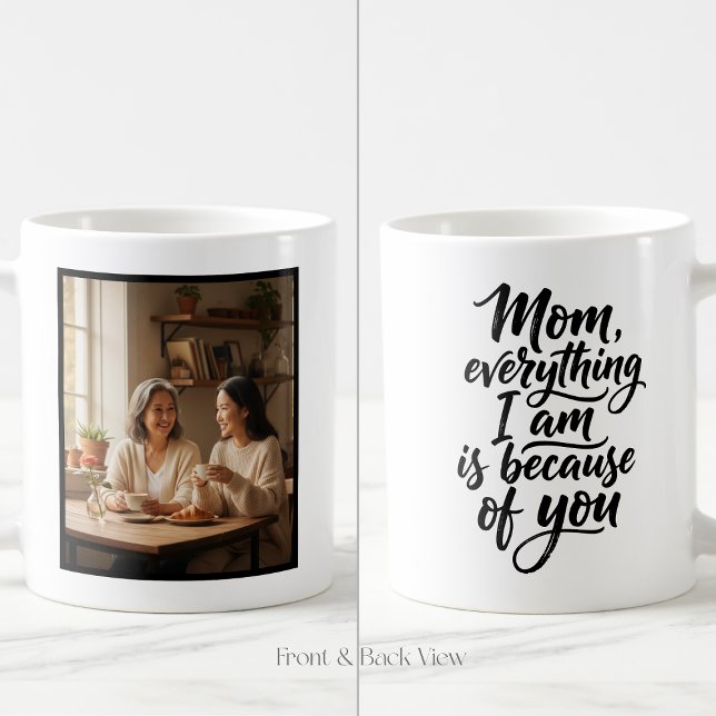 Mom Everything I Am Brush Script Easy 1 Photo Kaffeetasse (Von Creator hochgeladen)