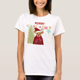 Mom Family Matching Trendy Cute Reindeer Christmas T-Shirt