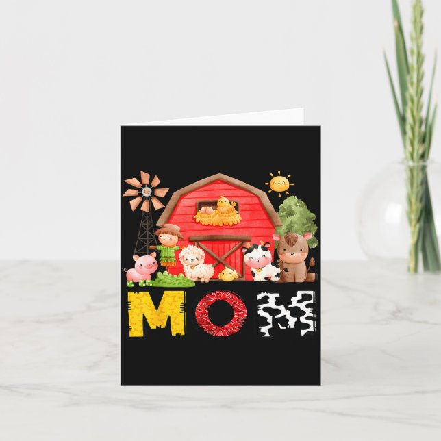 Mom Farm Cow Birthday Boy Matching Family Matching Karte (Vorderseite)
