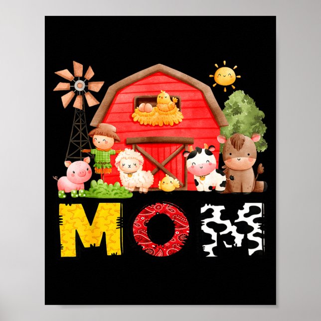 Mom Farm Cow Birthday Boy Matching Family Matching Poster (Vorne)