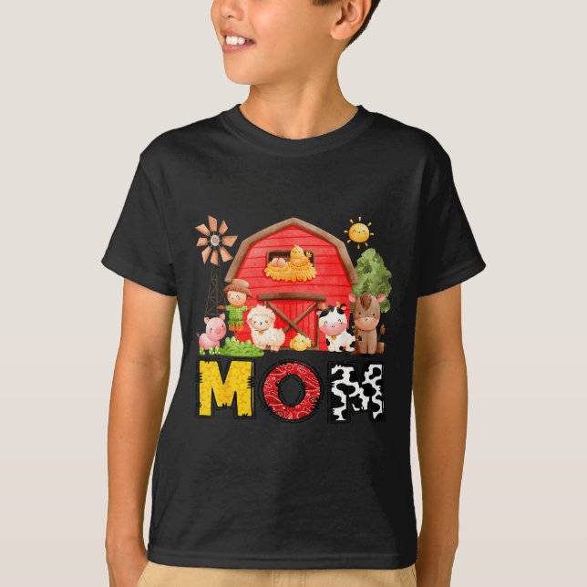 Mom Farm Cow Birthday Boy Matching Family Matching T-Shirt (Vorderseite)