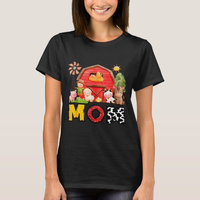 Mom Farm Cow Birthday Boy Matching Family Matching T-Shirt (Vorderseite)