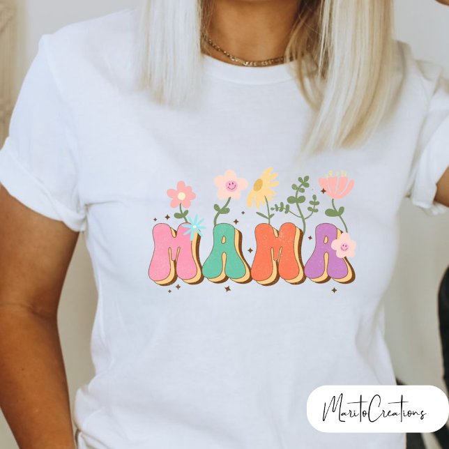 Mom floral t-shirt with retro typography. (Von Creator hochgeladen)