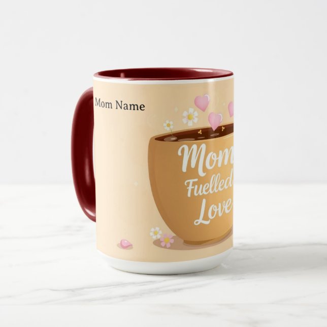 Mom Fueled By Love And Coffee | Premium Tasse (Vorderseite Links)
