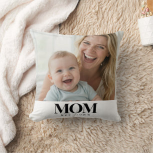 MOM Gegründet Schwarz-Typografie-Foto-Geschenk Kissen